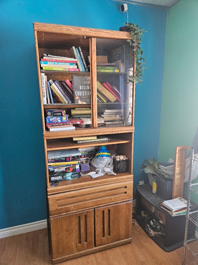 Tall Wood Bookshelf / Display Cabinet w/ Glass Doors – 78” - photo 3