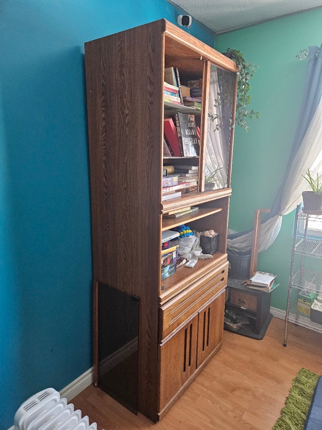 Tall Wood Bookshelf / Display Cabinet w/ Glass Doors – 78” - photo 4