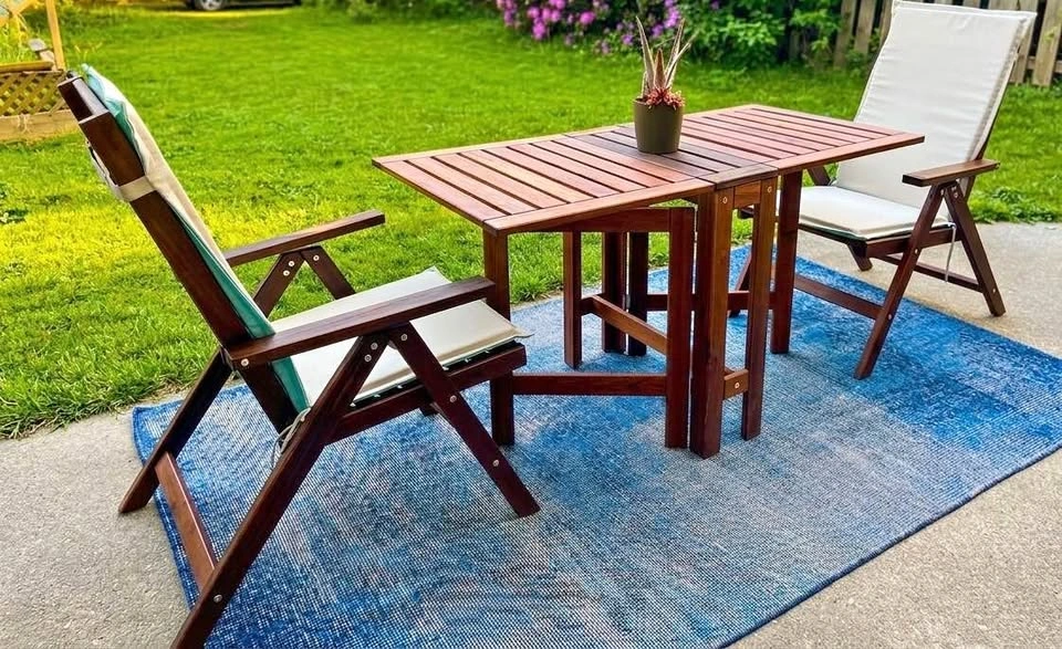 IKEA ÄPPLARÖ Outdoor Set - 2 Chairs, Table, Cushions