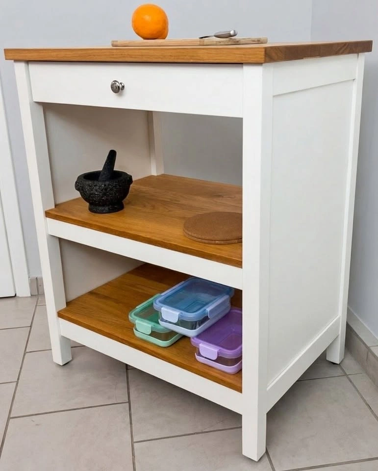 IKEA TORNVIKEN Kitchen Island - White/Oak Top