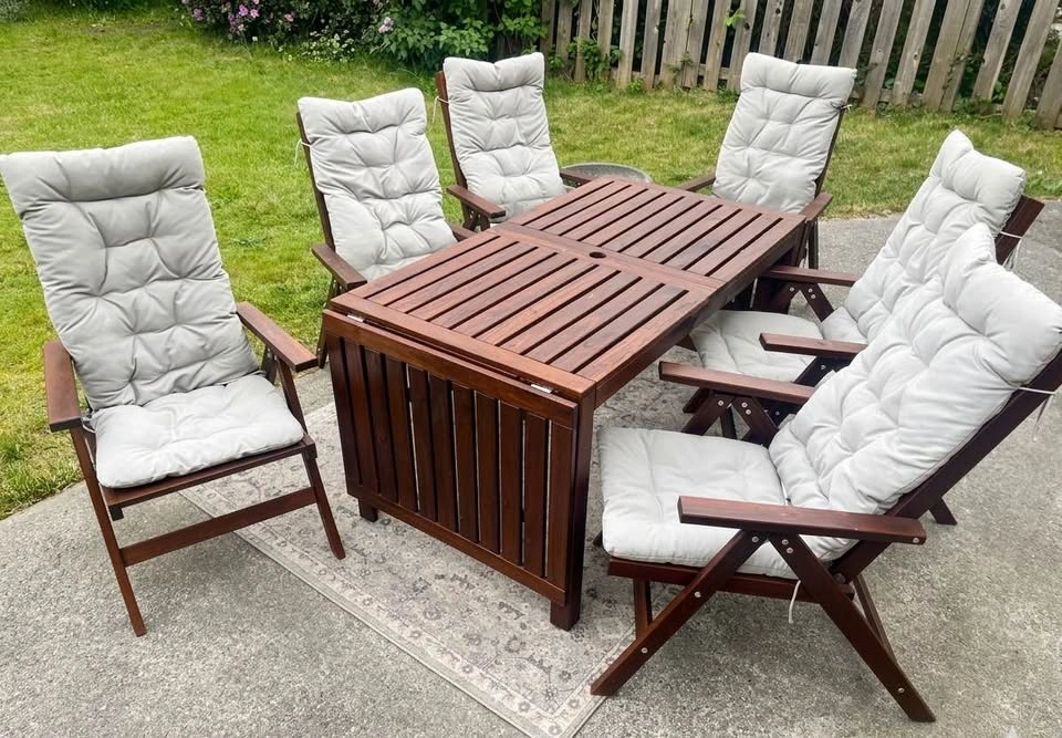 7-Piece Outdoor Dining Set - 6 Chairs + Extendable Table - photo 2