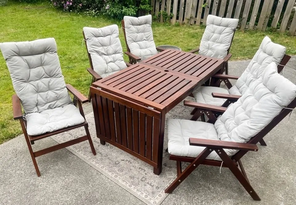 7-Piece Outdoor Dining Set - 6 Chairs + Extendable Table - photo 2