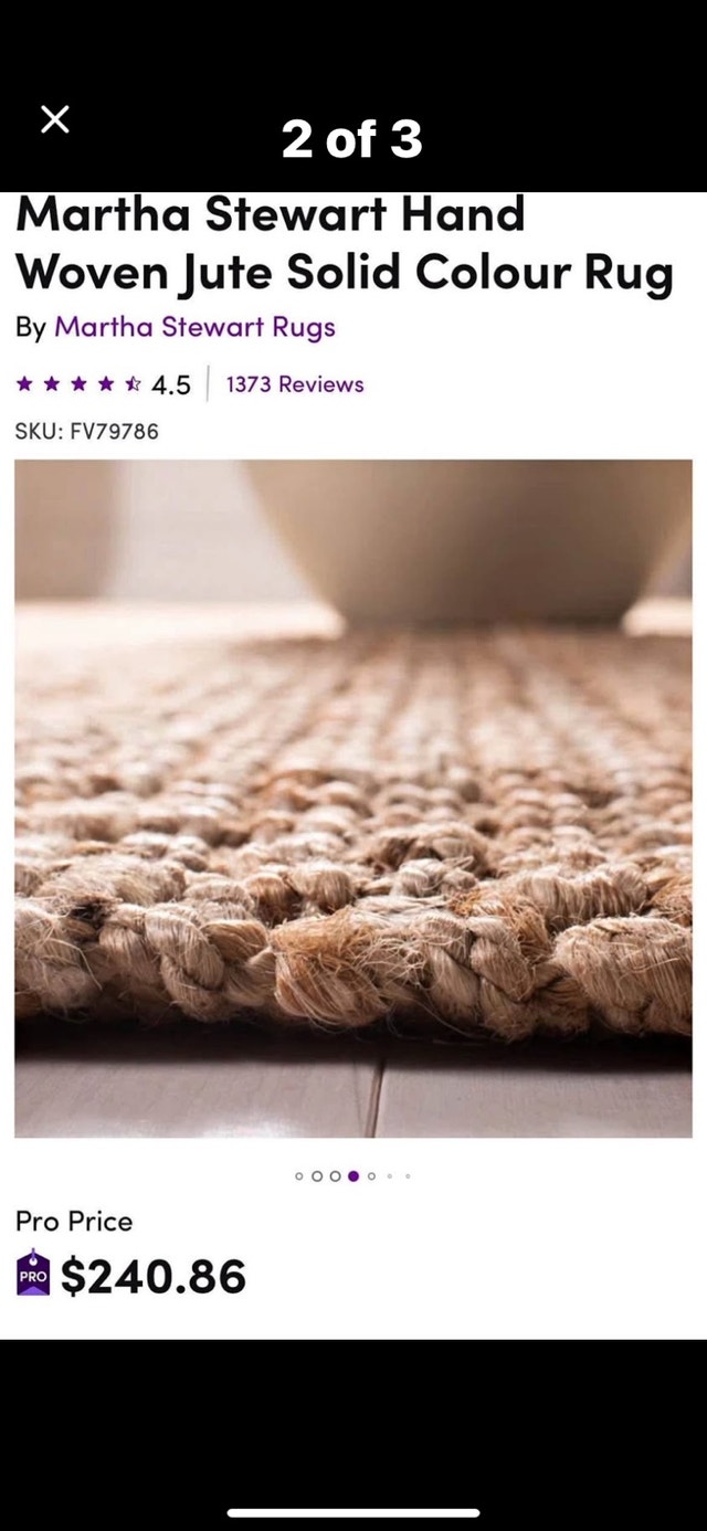 Martha Stewart Hand-Woven Jute Rug - New