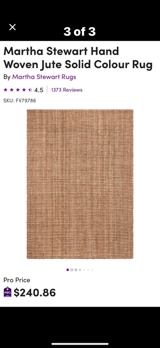 Martha Stewart Hand-Woven Jute Rug - New - photo 2