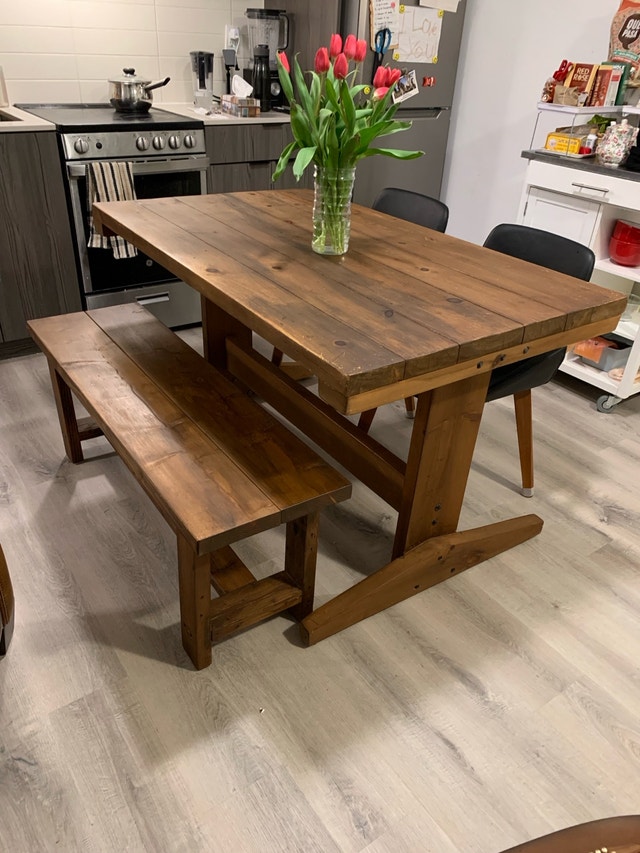 Wooden Table and Bench - photo 2