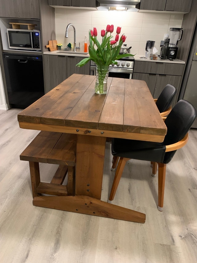 Wooden Table and Bench - photo 4