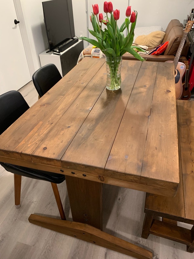 Wooden Table and Bench - photo 5