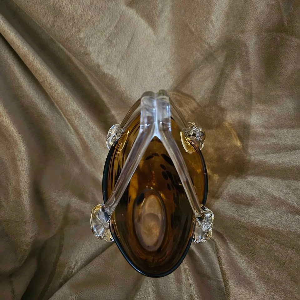 Hand Blown Art Glass Purse / Basket Vase - photo 2