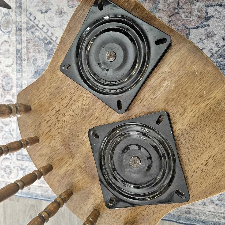 2 Black Metal Swivel Bases 7 inch