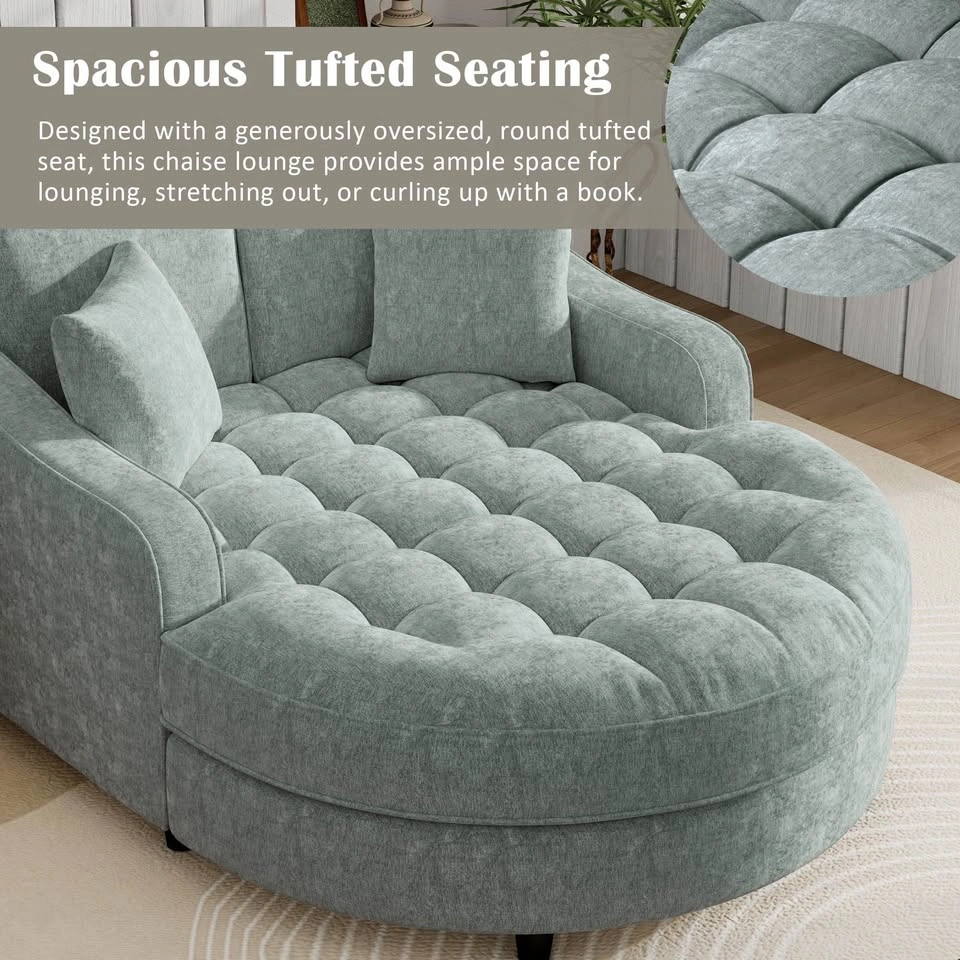 Euroco Oversized Round Chenille Chaise Lounge - photo 2