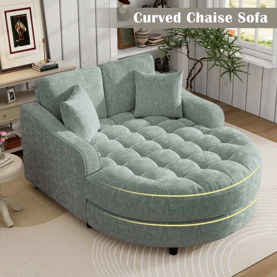 Euroco Oversized Round Chenille Chaise Lounge - photo 3