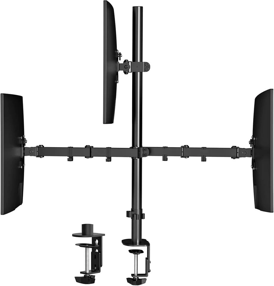 Triple Monitor Stand - 13-27 inch, Extra Tall 31.5" Pole