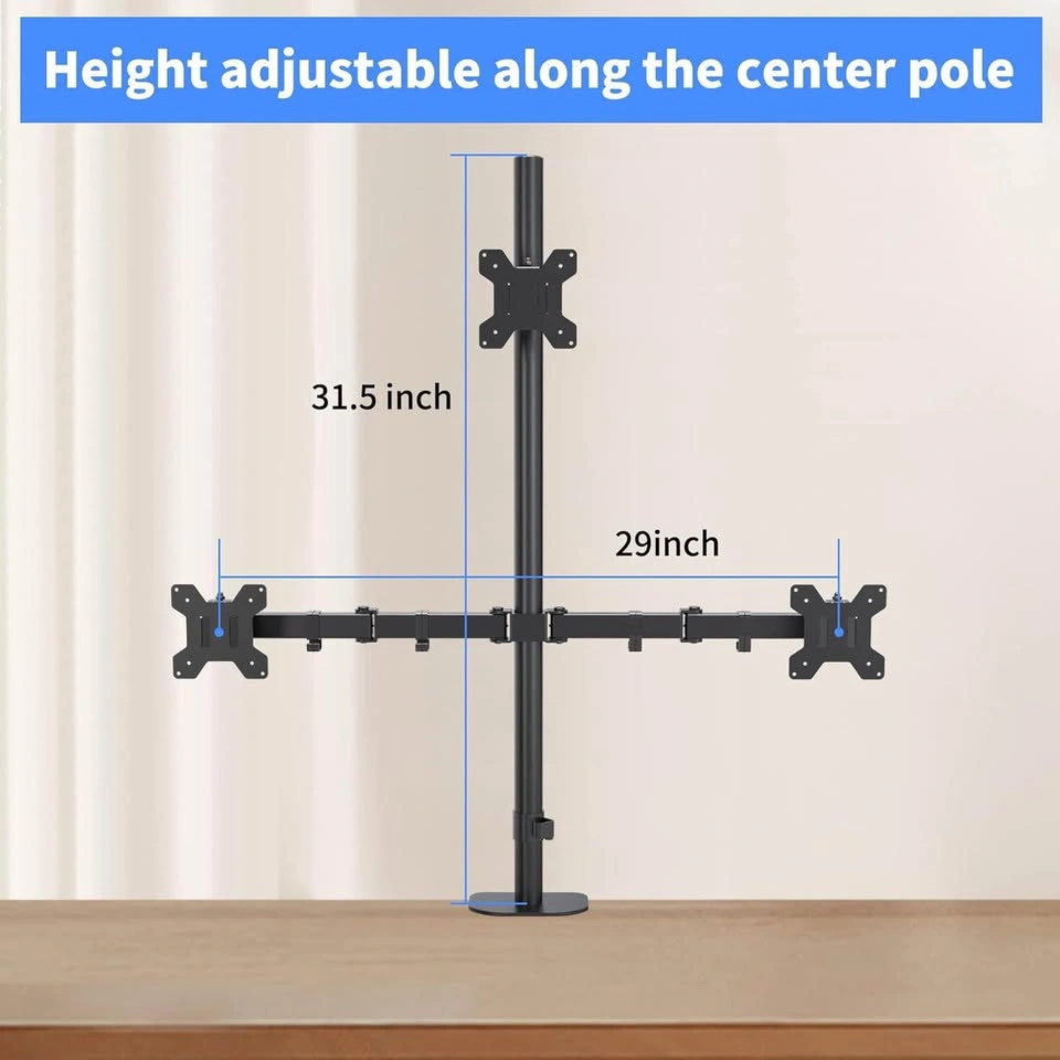 Triple Monitor Stand - 13-27 inch, Extra Tall 31.5" Pole - photo 2