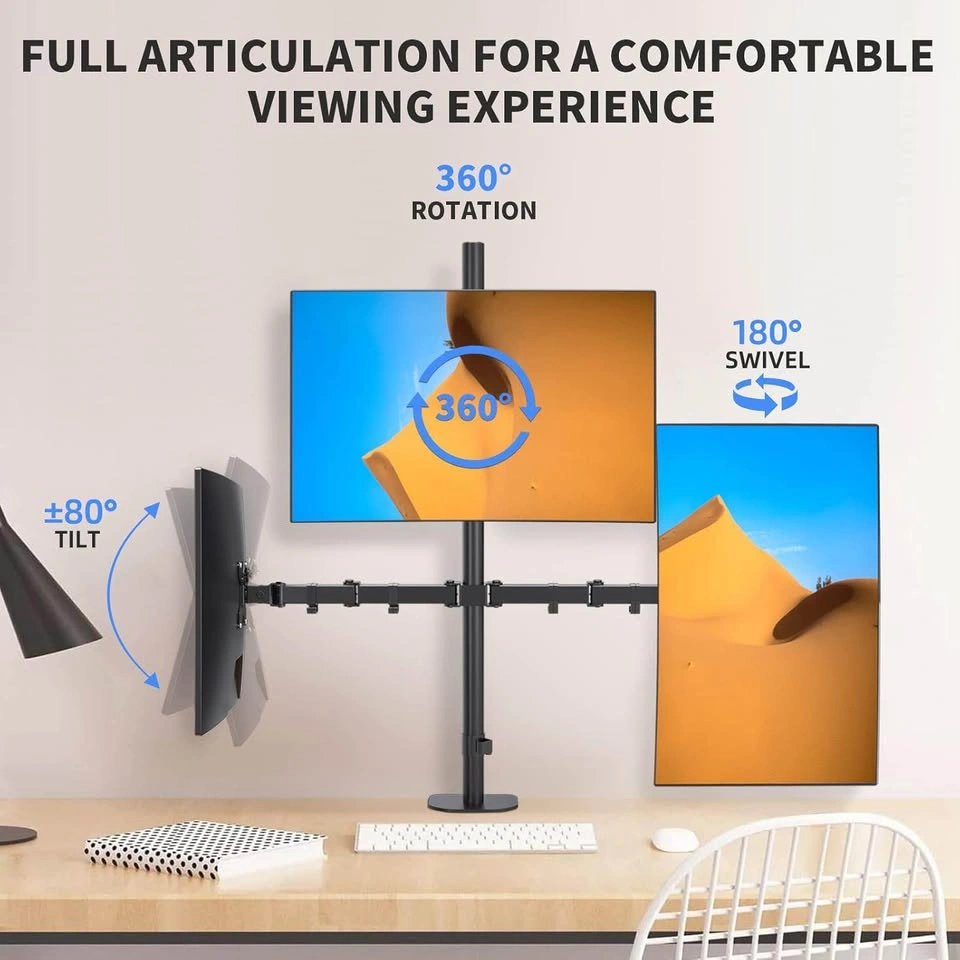 Triple Monitor Stand - 13-27 inch, Extra Tall 31.5" Pole - photo 4