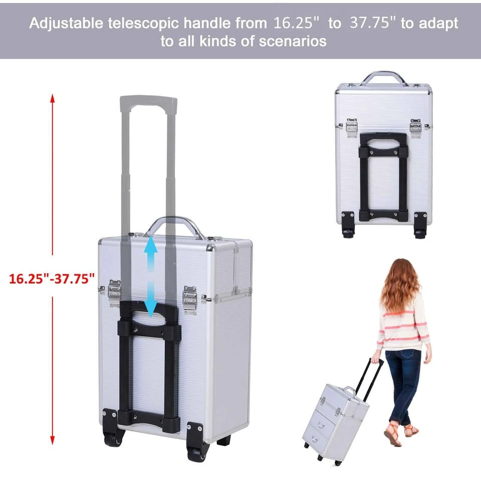 Silver Rolling Aluminum Case with Telescopic Handle - photo 4