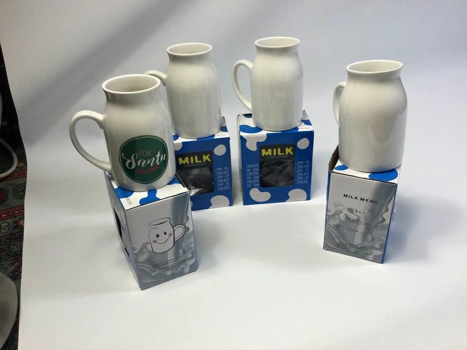 Set of 4 450ml Ceramic Milk Jugs - 1 'For Santa'