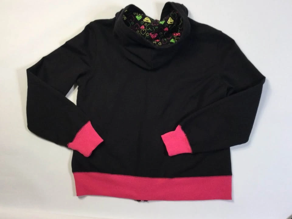 Superman Hoodie Junior L (11/13) Black Pink Neon Zip Up - photo 3