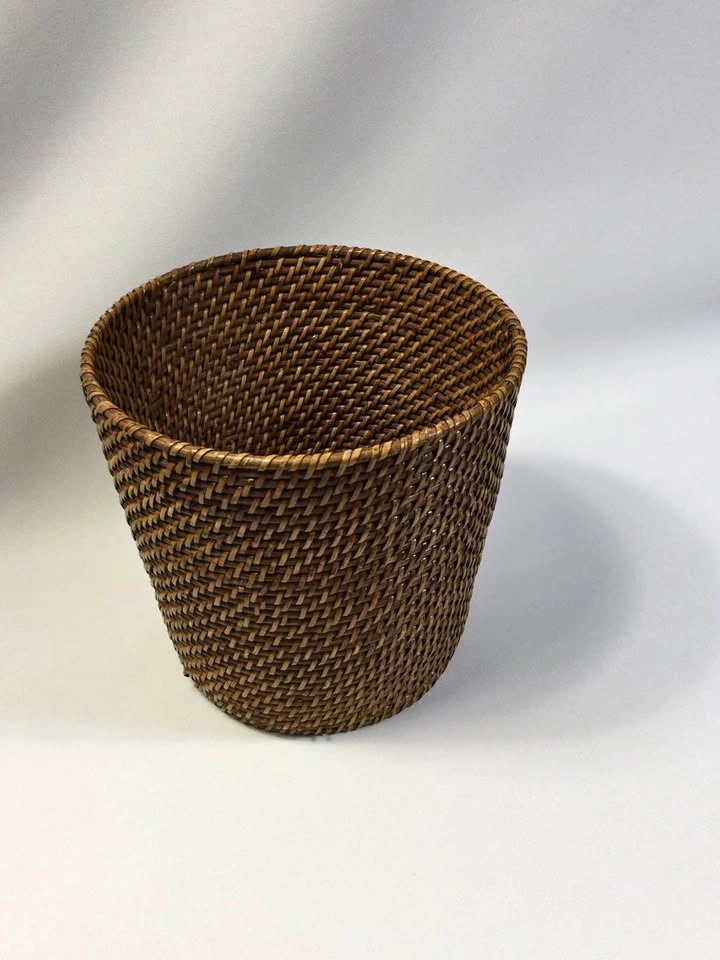 Round Rattan Paper Waste Basket