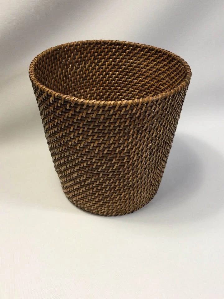 Round Rattan Paper Waste Basket - photo 2