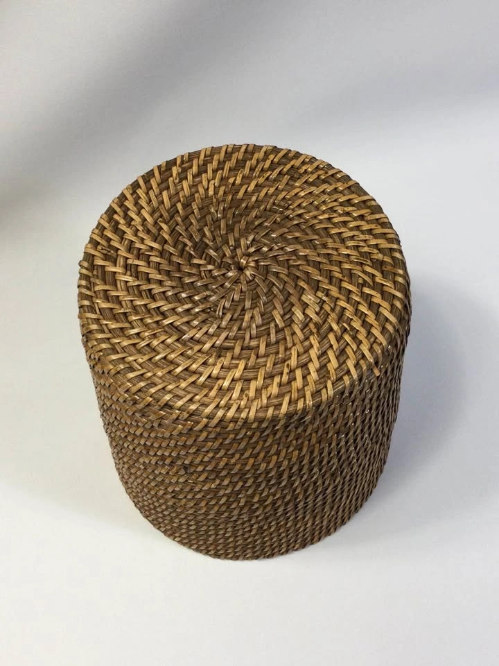 Round Rattan Paper Waste Basket - photo 3