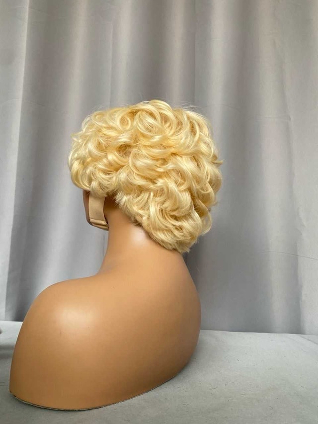 10" Blonde #613 Pixie Cut Wig Human Hair - photo 2