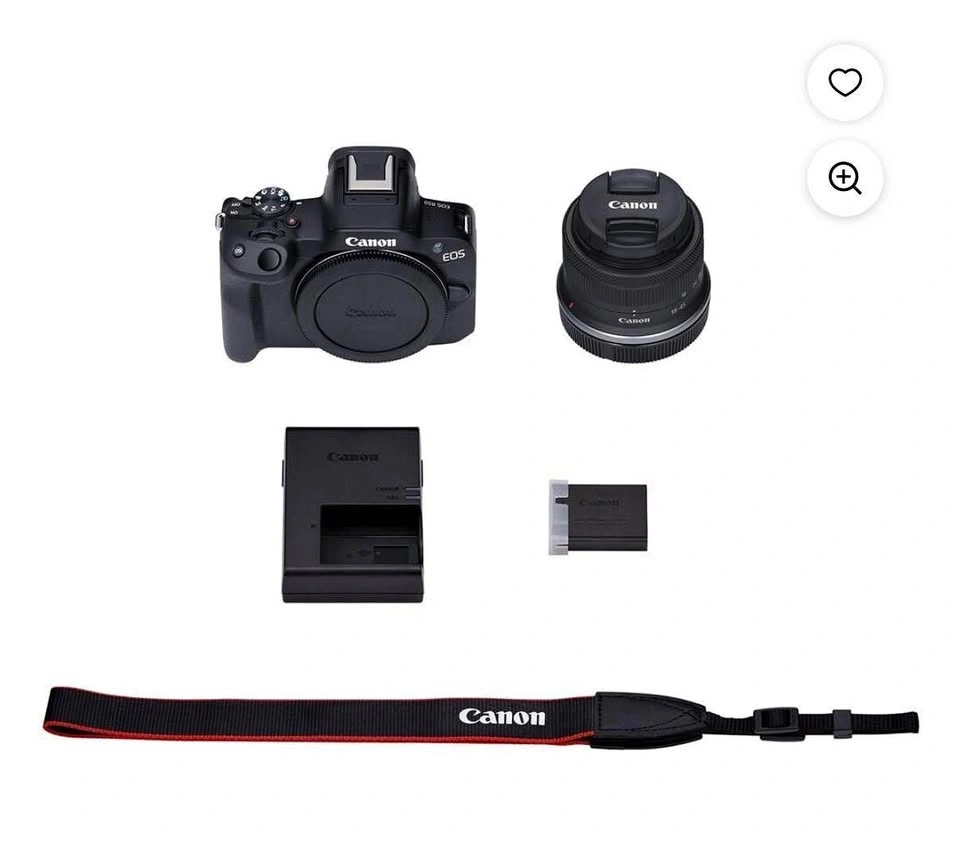 Canon EOS R50 Mirrorless Camera w/ 18-45mm Lens (Black)