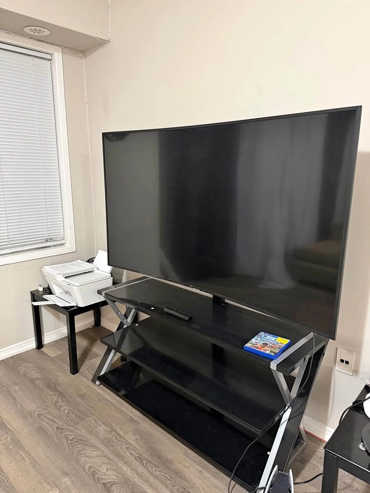 65” Samsung Curved Smart TV + Glass Stand + 2 Side Tables