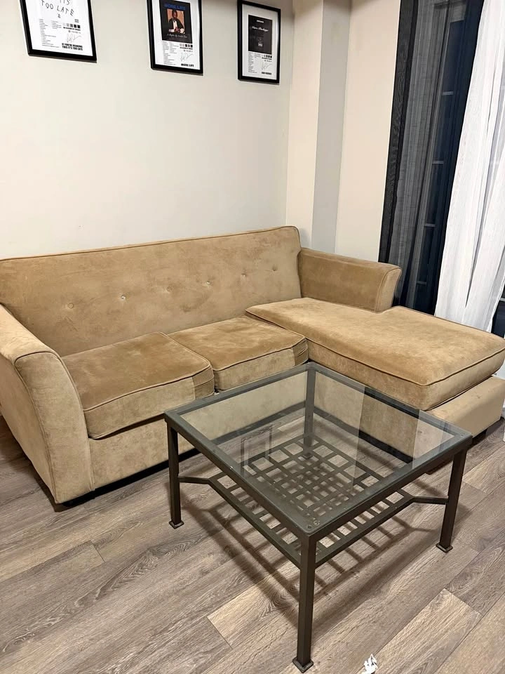Sofa + Glass Coffee Table