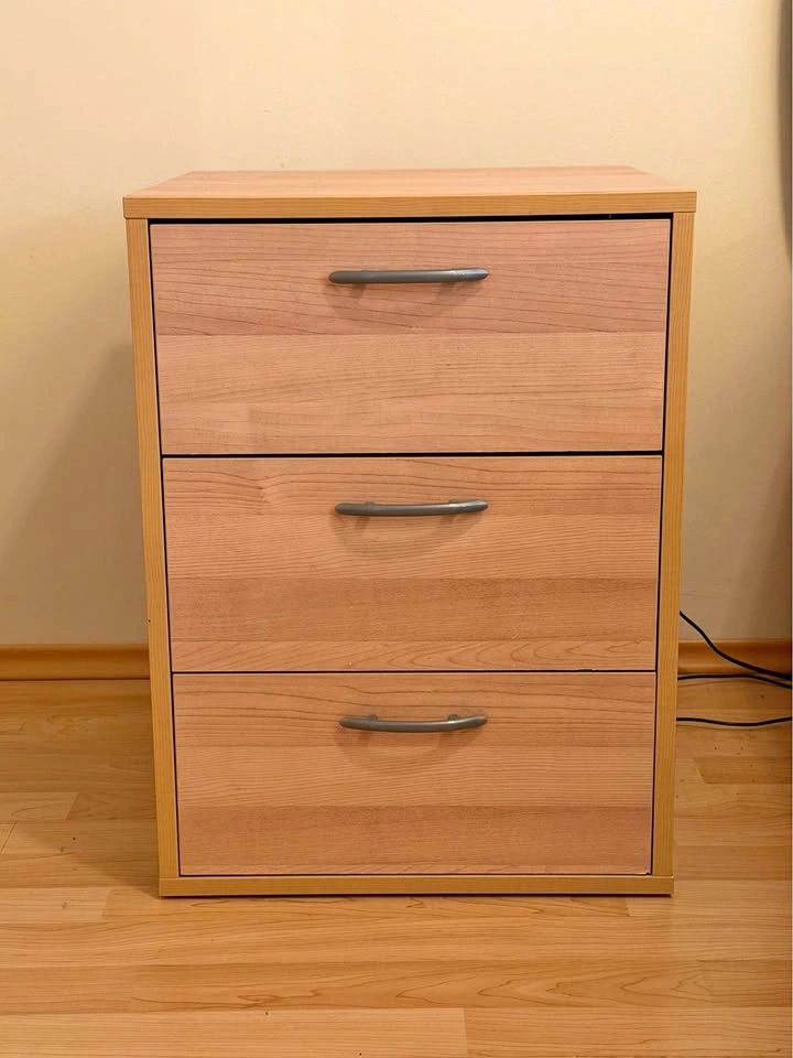 Wooden 3 Drawer Nightstand