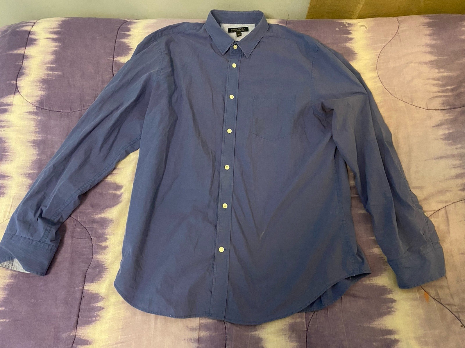 Banana Republic Men's XL Slim Fit Cotton Button-Up Shirt Blue