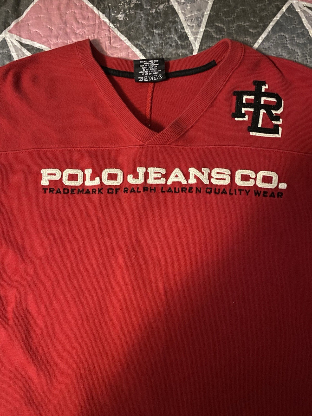 VTG 90 Men's Polo Jeans Co. Ralph Lauren Size 1XL Red Sweatshirt - photo 5