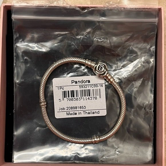 PANDORA Sterling Silver "Rose in Bloom" Clasp Snake Chain Bracel - photo 2