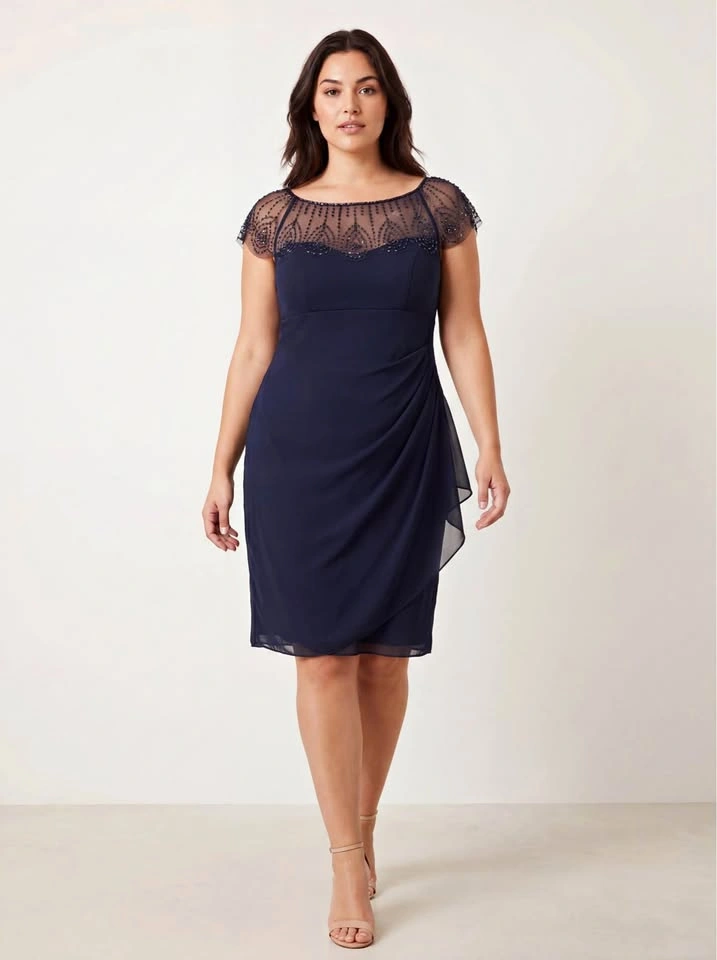 Di-Jaz Navy Beaded Cocktail Dress Size 10-12