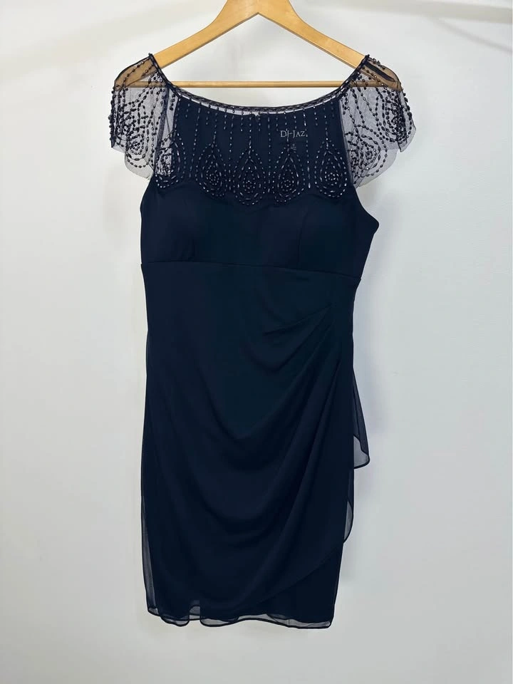 Di-Jaz Navy Beaded Cocktail Dress Size 10-12 - photo 3