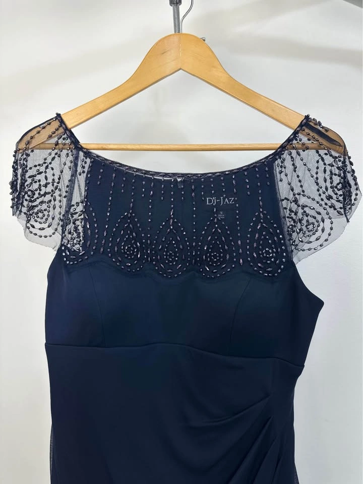 Di-Jaz Navy Beaded Cocktail Dress Size 10-12 - photo 4