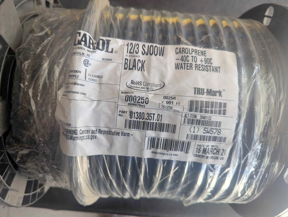 75m 12/3 SJOOW Cable