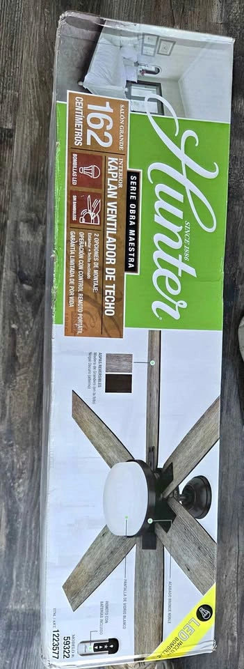 Hunter Kaplan 64” Ceiling Fan w/ LED Light & Remote – New in Box