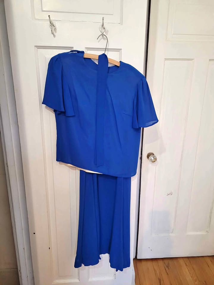 Royal blue silk dress size xs