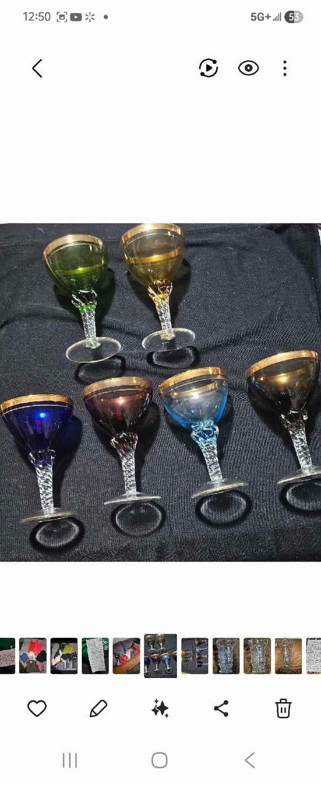 6 Vintage Hand-Blown Glasses