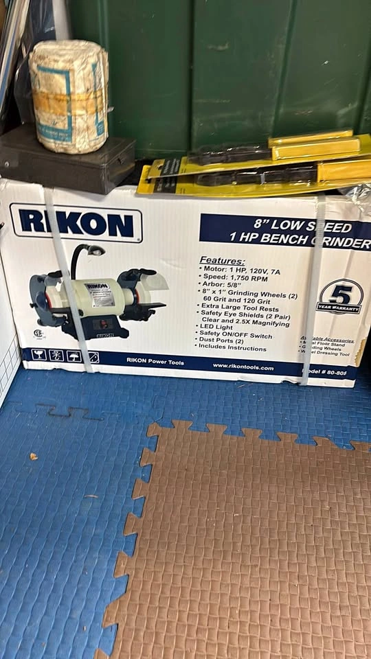 Rikon 80-808 1 HP Low Speed Bench Grinder. New inbox factory sea