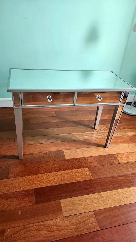 Mirrored console vanity table with 2 drawers
