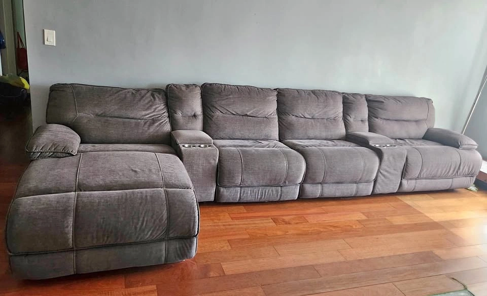 6 Piece Power Reclining Sectional w/ Chaise, Gray
