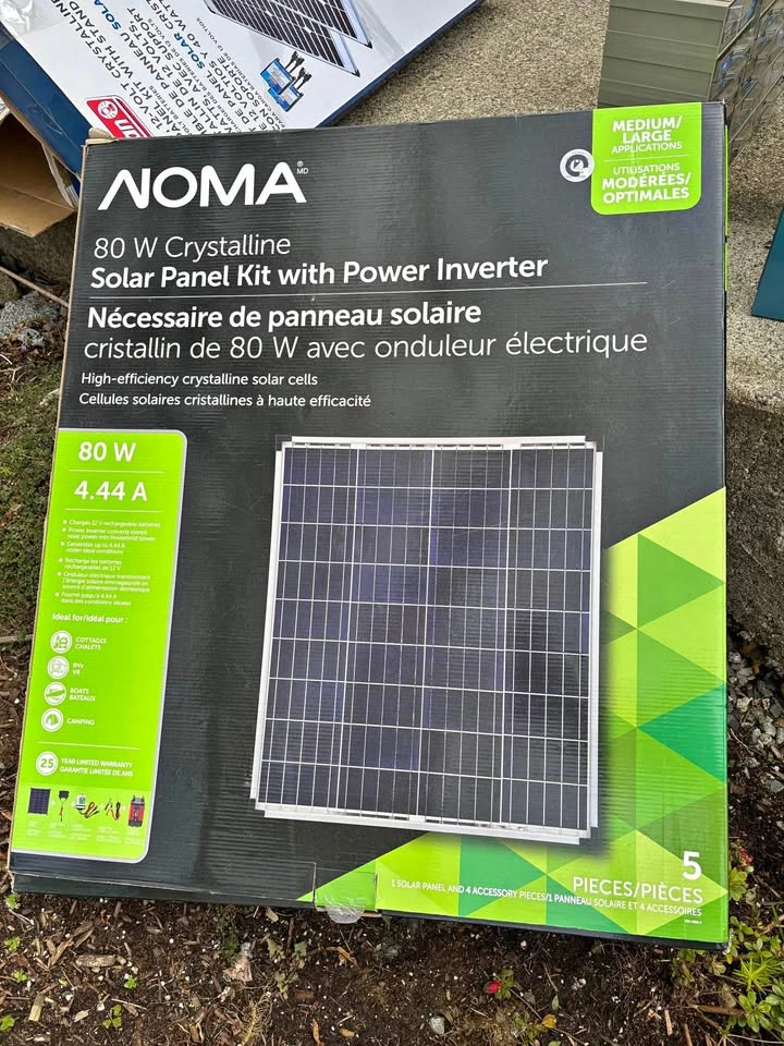 NOMA 80 W Solar Panel Kit w/ 300 W Power Inverter