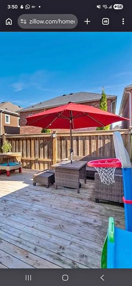 Outdoor Wicker Patio Set w Red Umbrella