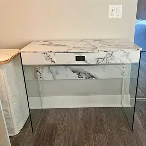 White Faux Marble Desk