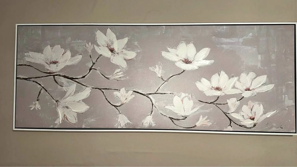 Modern Neutral Floral Wall Art Canvas