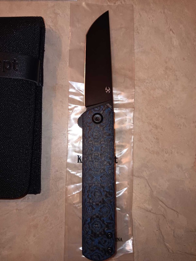 Kansept Foosa Blue Carbon Fiber Flipper Knife