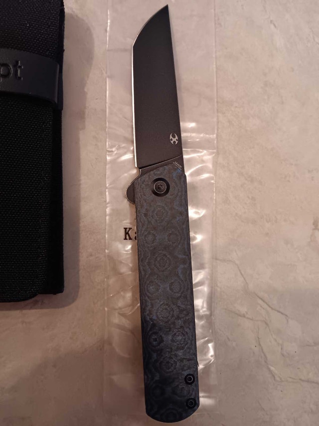 Kansept Foosa Blue Carbon Fiber Flipper Knife - photo 3