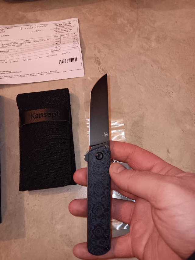 Kansept Foosa Blue Carbon Fiber Flipper Knife - photo 5