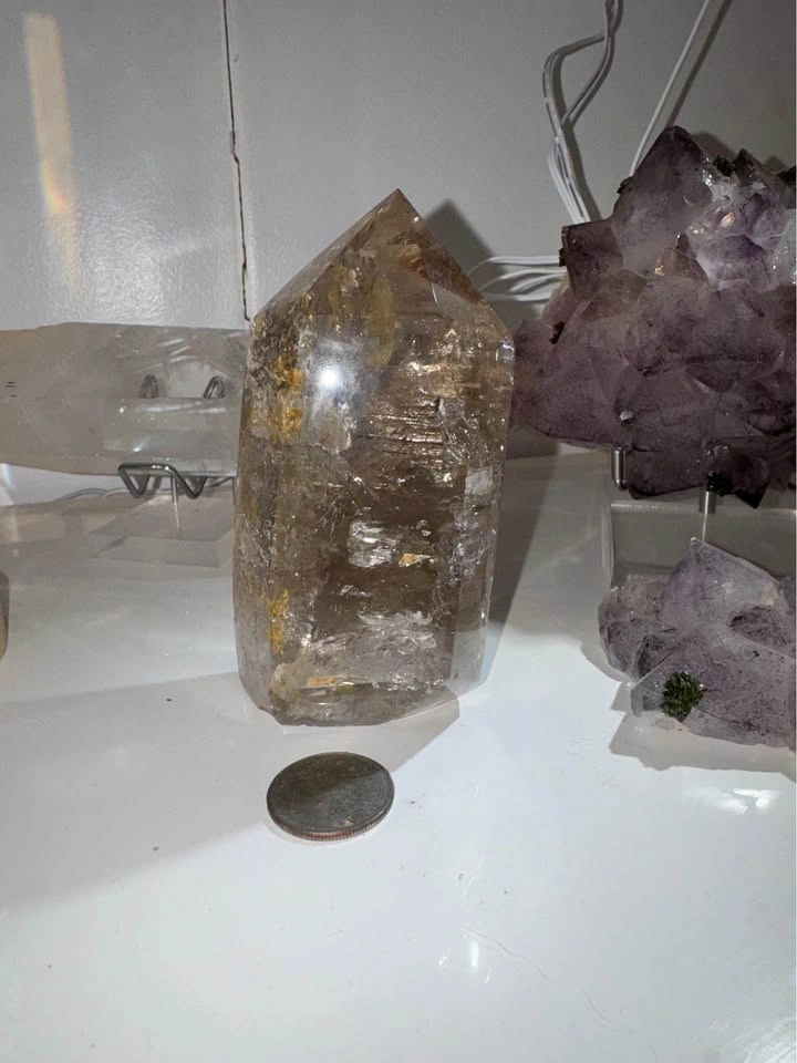 Enhydro Smoky Quartz Tower w/ Bubbles - Crystal Mineral - photo 4